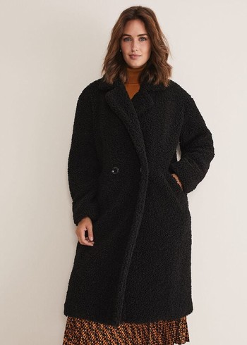 Phase Eight Libbie Longline Teddy Coats Black Australia | AI3504178